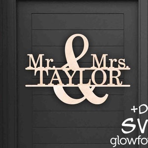 Glowforge SVG, Mr and Mrs, Name Border, Home Sign, Decor, Door Hanger, Cut File, Instant Download, Laser Cut Template