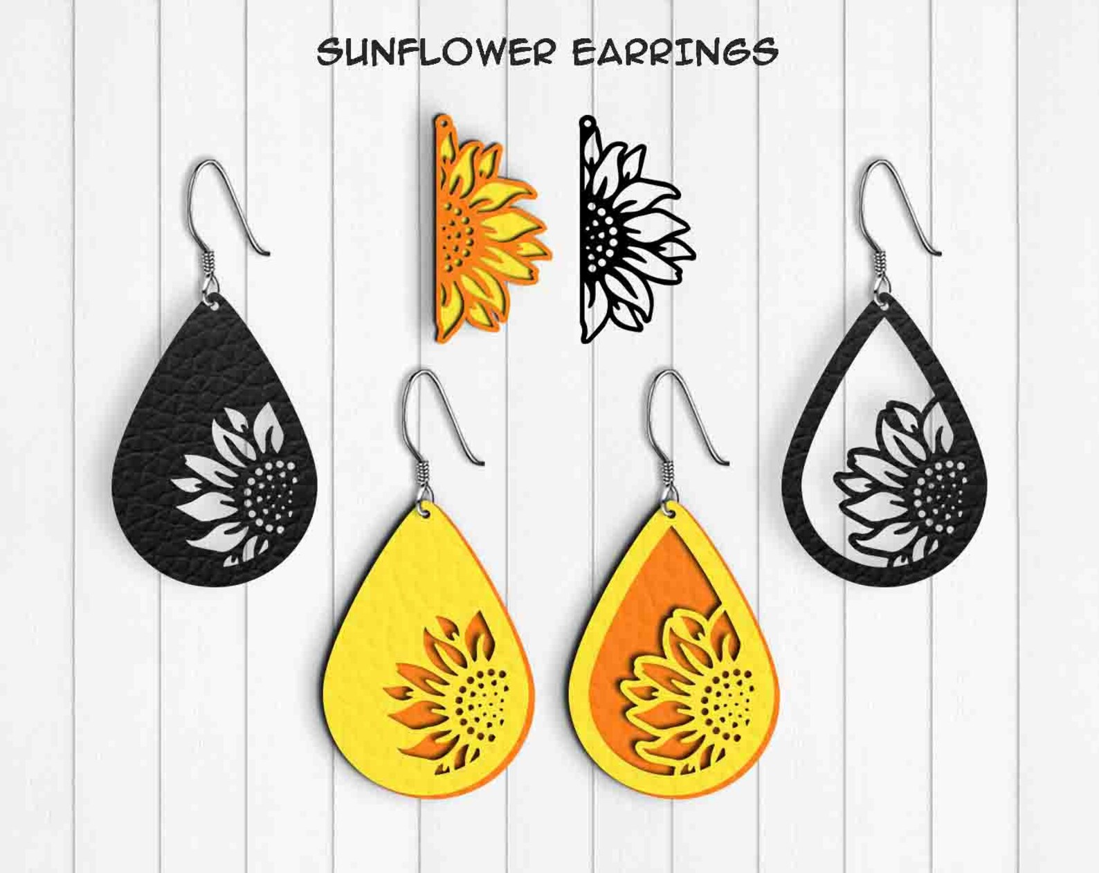 Sunflower Earrings Instant Download Svg Pdf Dxf Png Formats Etsy