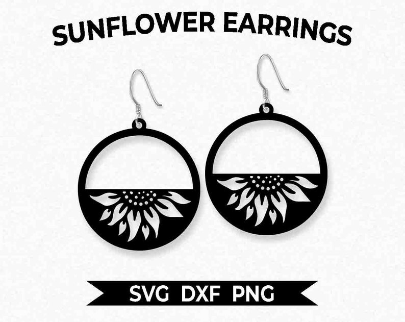 Sunflower Flower Earrings SVG Circle Instant Download Cut | Etsy