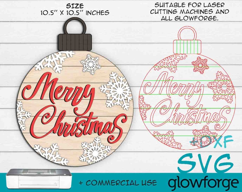 Merry Christmas, 2026, Glowforge SVG, Door Decor, Christmas Ornament, Circle Round, Cut File, Instant Download, Laser Cut image 1