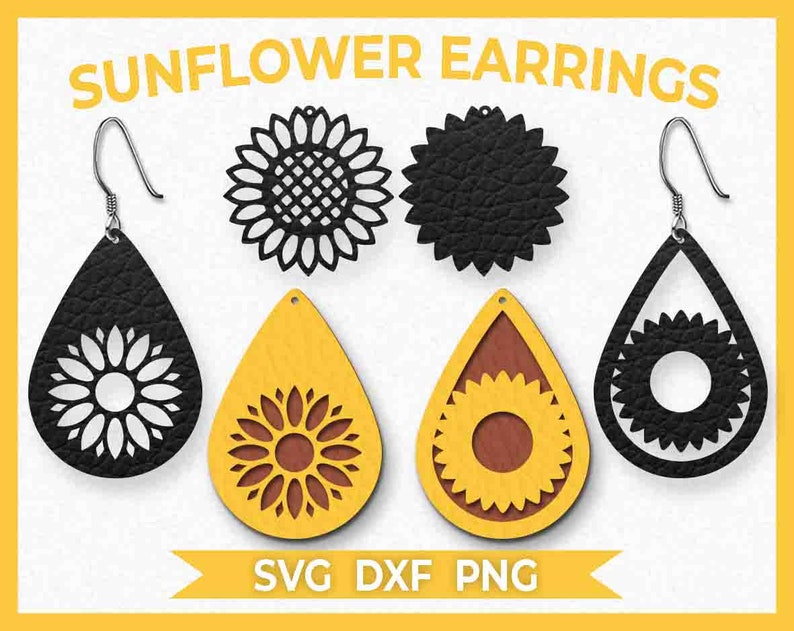 Download Sunflower Flower Earrings SVG Instant Download Cut File | Etsy
