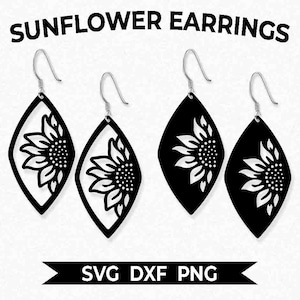 Sunflower Flower Earrings SVG, Instant Download, Cut File, Ready to Cut, Cricut, Silhouette, Glowforge