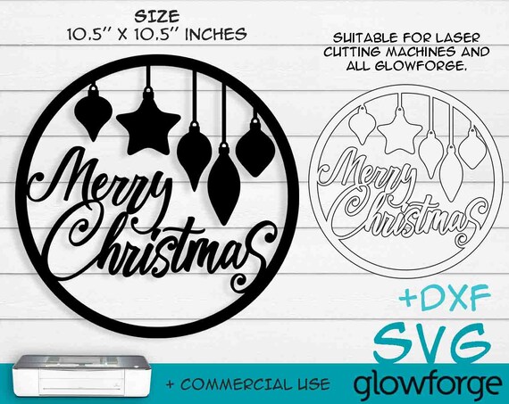 Download Merry Christmas Circle Round Glowforge Svg Door Hanger Sign Etsy