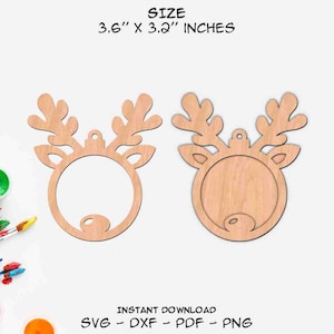 Renne, Ornements de Noël, Antler, 2022, Glowforge SVG, Laser Cut DXF, Téléchargement instantané, Couper des fichiers, Prêt à couper, Silhouette, Cricut