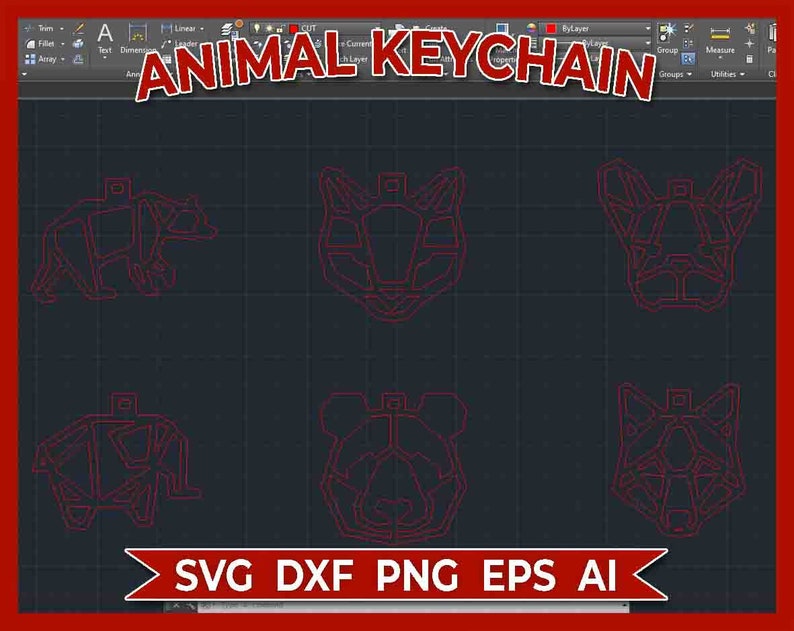 Download 6 Animal Keychains Cut File Instant Download Dxf Svg Png | Etsy