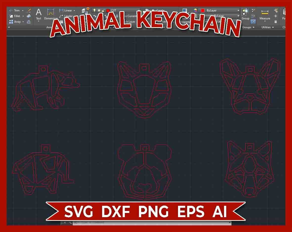 Animal Key Rings Vector 6 Animal Keychains - Cut File - Instant Download - Dxf Svg Png Eps Ai ...