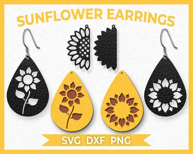 Download Sunflower Flower Earrings SVG Instant Download Cut File | Etsy