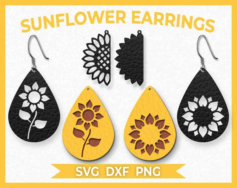 Download Sunflower Flower Earrings SVG Instant Download Cut File | Etsy