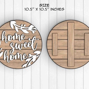 Home Sweet Home, Round Wood Sign, Shiplap, Instant Download, Svg Pdf Dxf Formats, Glowforge Cut Files (Svg), Laser Cut files (Dxf)