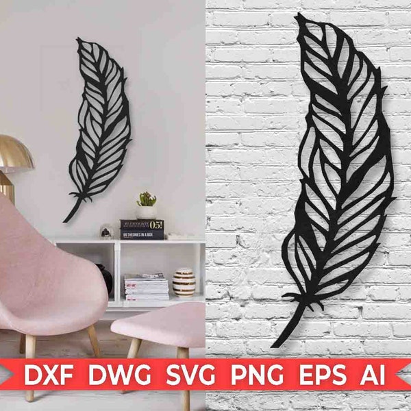 Feather Wall Decor Vector Laser Cut Template Cut File Instant Download Dxf Svg Ai Cutting Template Silhouette Home Wall Art Geometric Design