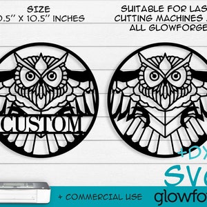 Owl, Glowforge SVG, Circle Frame, Decor, Door Hanger, Cut File, Instant Download, Laser Cut Template
