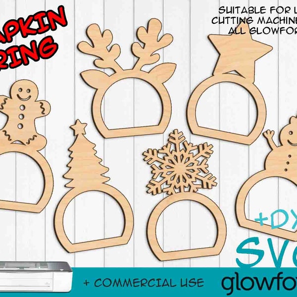 Napkin Ring, Christmas, Napkin Holder, Holiday, Glowforge SVG, Instant Download, Cut Files, Ready to Cut