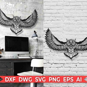 Owl Wall Decor Vector Laser Cut Template Cut File Instant Download Dxf Svg Ai Cutting Template Silhouette Home Wall Art Geometric Animal