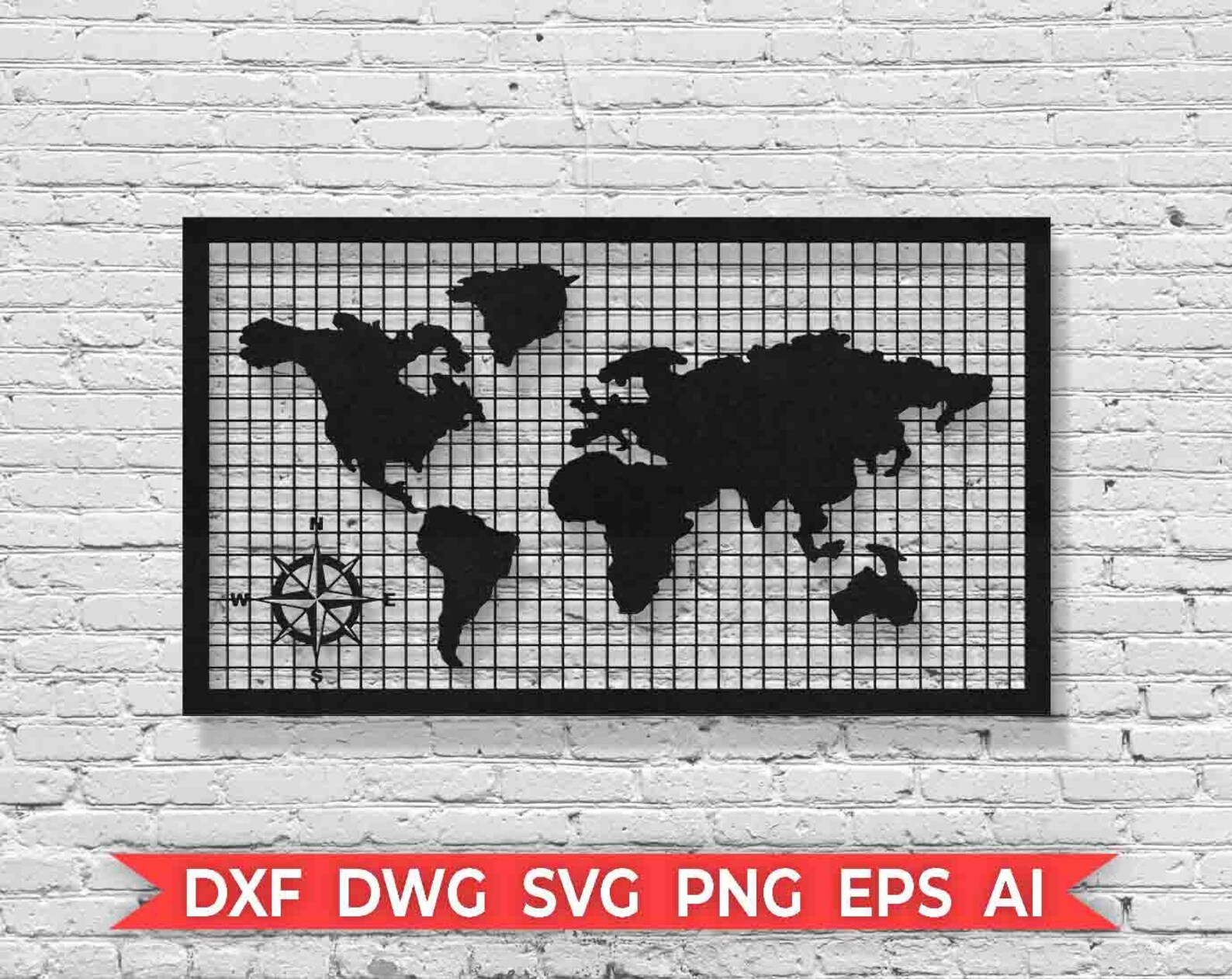 World Map Wall Decor Vector Laser Cut Template Cut File Etsy Canada