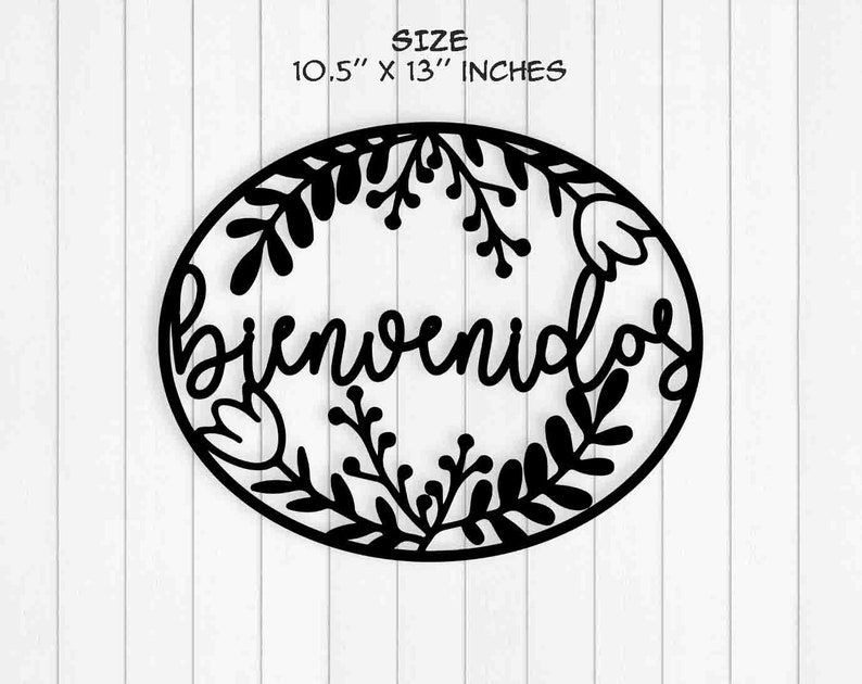 Silhouette Cameo Laser Cut Files Welcome Floral Round Frame Wood Sign 