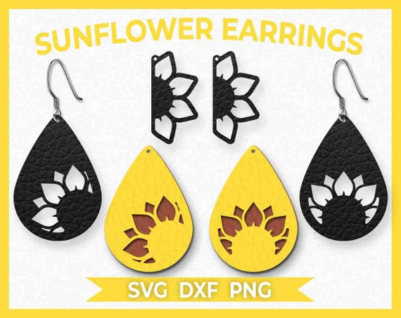 Download Sunflower Flower Earrings Svg Instant Download Cut File Etsy