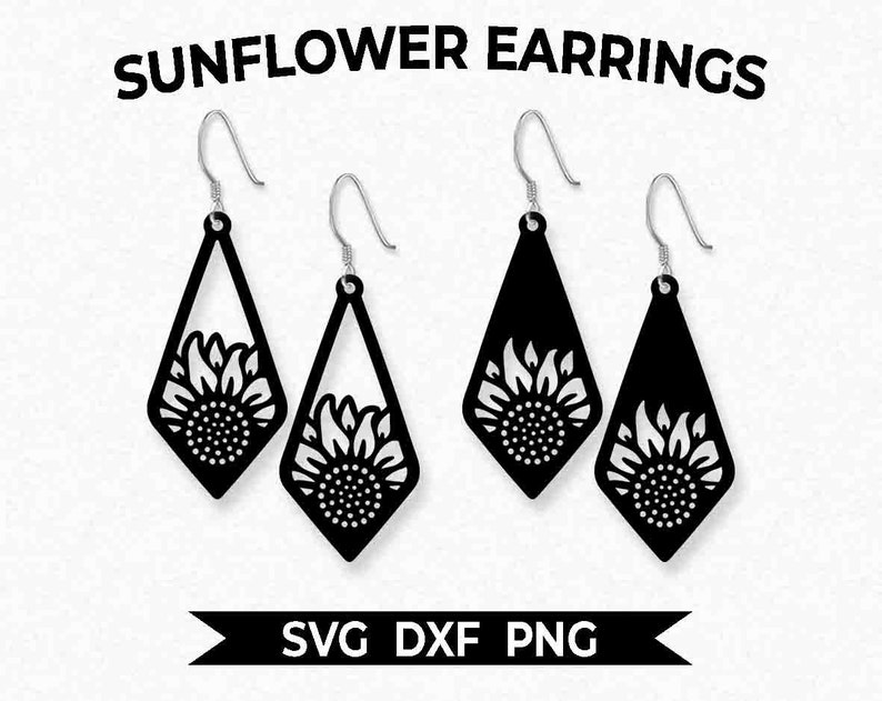 Sunflower Flower Earrings SVG Instant Download Cut File Etsy