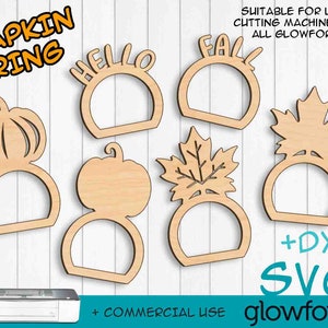 Serviettenring, Kürbisblatt, Hello Fall, Thanksgiving, Serviettenhalter, Glowforge SVG, Sofort Download, Cut Files, Ready to Cut