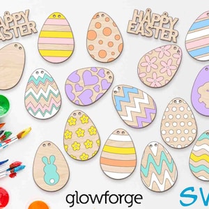 Paquete de Pascua, Glowforge SVG, Archivos cortados con láser, DIY, Pascua, Huevo, Huevos, Signo, Decoración, Madera, Regalo