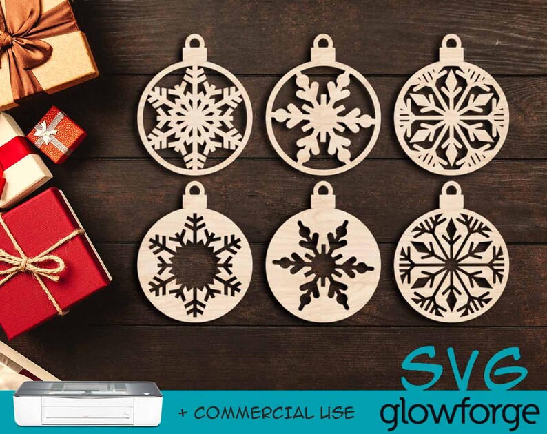 Christmas Ornaments Glowforge SVG Laser Cut DXF Instant Etsy