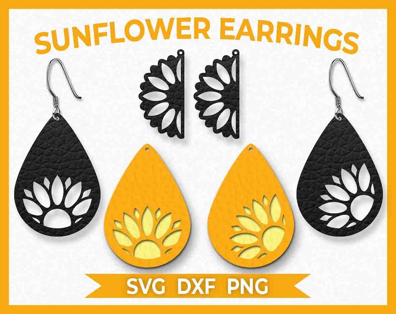 Download Sunflower Flower Earrings SVG Instant Download Cut File | Etsy