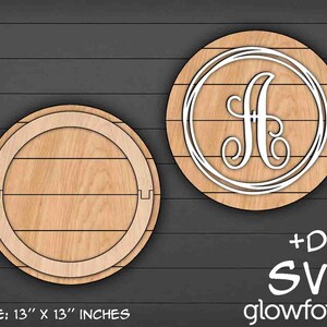 Entire Alphabet, Monogram Letters, Glowforge SVG, Laser Cut Files, Circle Round, Shiplap Sign, Home Decor, Wall Art, Wood Sign, Home Gift
