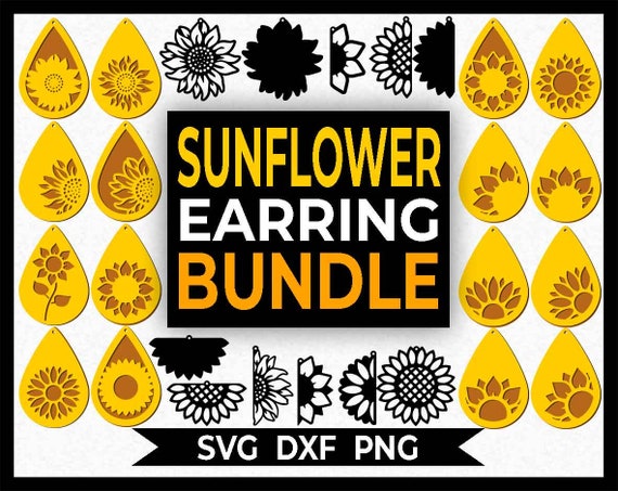 Sunflower Flower Earring Bundle SVG Instant Download All