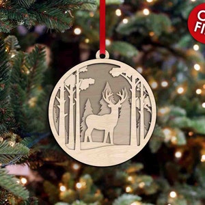 Rentier, 2022 Weihnachtsschmuck, Glowforge SVG, Multi Layer, Laser geschnitten DXF, Sofort Download, Weihnachtsschmuck, geschnittene Dateien, bereit zum Schneiden