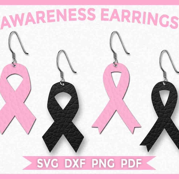 Awareness Earrings - SVG - Instant Download - Cut File - Breast Cancer Ribbon - Cricut - Silhouette - Glowforge