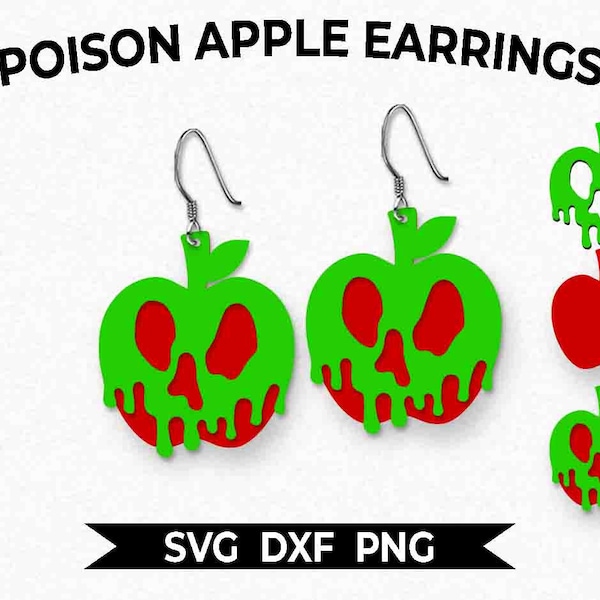 Halloween Earrings, Poison Apple Earrings, Stacked Earrings, Instant Download, Cut File, Ready to Cut, Cricut, Silhouette, Glowforge SVG