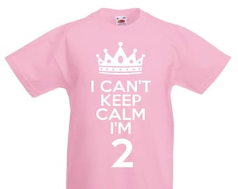 2nd Birthday Gift T-Shirt For Boys And Girls, I Can't Keep Calm I'm 2
