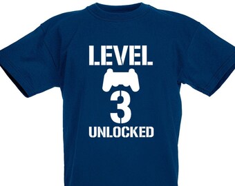 Level 3 Unlocked Toddler T-Shirt, 3rd Birthday Gift Present For 3 Year Old Boys Girls Kids