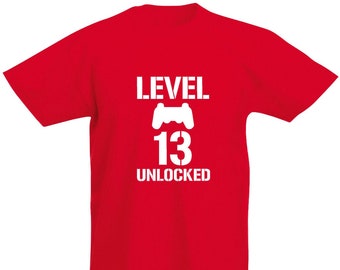 Level 13 Unlocked Boys T-Shirt 13th Birthday Gift T-Shirt For 13 Year Old Boys