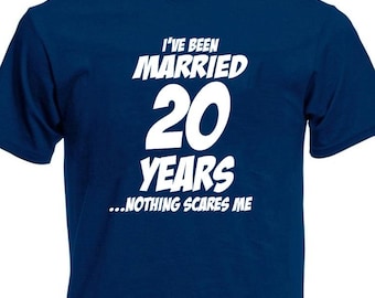 I've Been Married 20 Years His & Hers T-Shirt, Funny 20th Wedding Anniversary Gift for Husband, Wife, Men, Women, 20th Anniversary Present