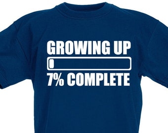 7th Birthday Gift, Growing Up 7% Complete T-Shirt, Birthday Party Gift for 7 Year Old Boy or Girl