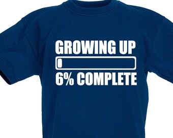 6th Birthday Gift, Growing Up 6% Complete T-Shirt For 6 Year Old Boy or Girl