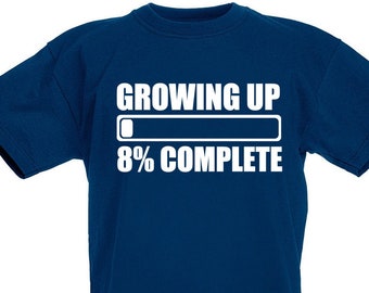 8th Birthday Gift, Growing Up 8% Complete T-Shirt, Birthday Party Gift for 8 Year Old Boy or Girl