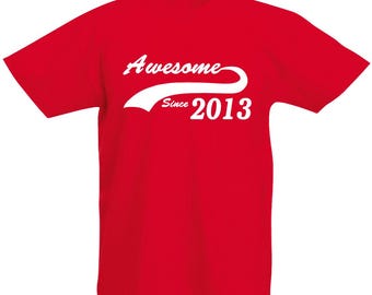 Awesome Since 2013 13th Birthday Gift T-Shirt For 13 Year Old Boys and Girls