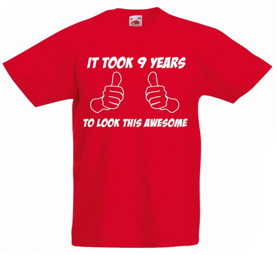 9th Birthday T-Shirt, 9 Years Awesome Shirt, 9 Year Old Birthday Shirt, Kids Birthday Gift