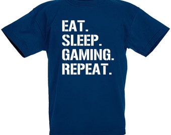Eat Sleep Gaming Repeat T-Shirt, Gamer Birthday Gifts, Presents For Teen Boys Sizes 7 8 9 10 11 12 13 14 15 Years Old