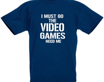I Must Go Video Games Need Me T-Shirt, Gamer Birthday Gifts, Presents For Teen Boys Sizes 7 8 9 10 11 12 13 14 15 Years Old