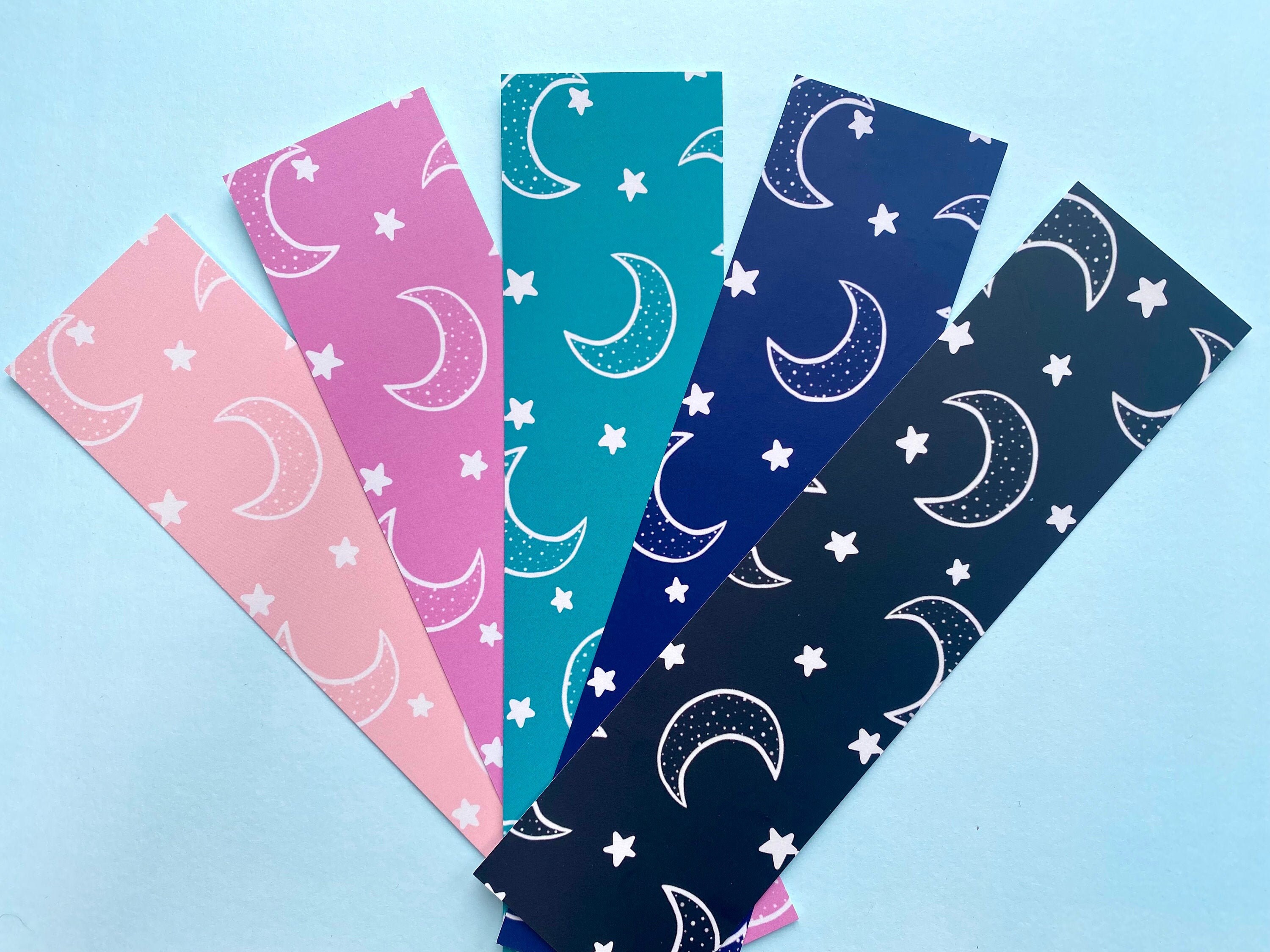 Moon &amp; stars printed bookmarks/ constellation lunar print/ | Etsy