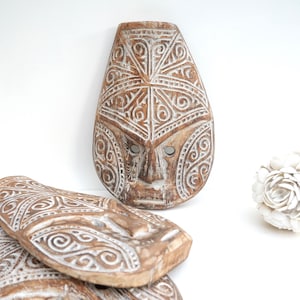 Wooden mask wall decoration, bohemian, head, African, handmade, hand-carved