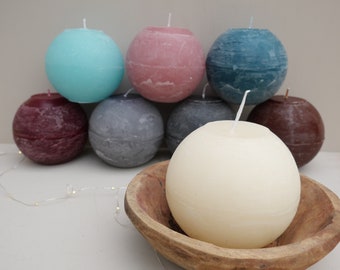 Ball candles in 8 different colors, marble structure, paraffin candles, 110 burning hours, gift