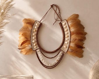 Feder und Schells Wandhänger, Wandschmuck braun