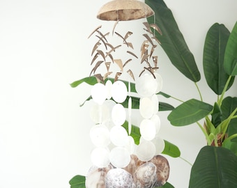 Shell and coconut mobiele, strings, wind mobiel, beach decor, gift, chime