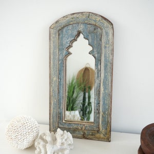 Mirror with wooden frame, wall mirror, boho style, India made, vintage, reclaimed wood