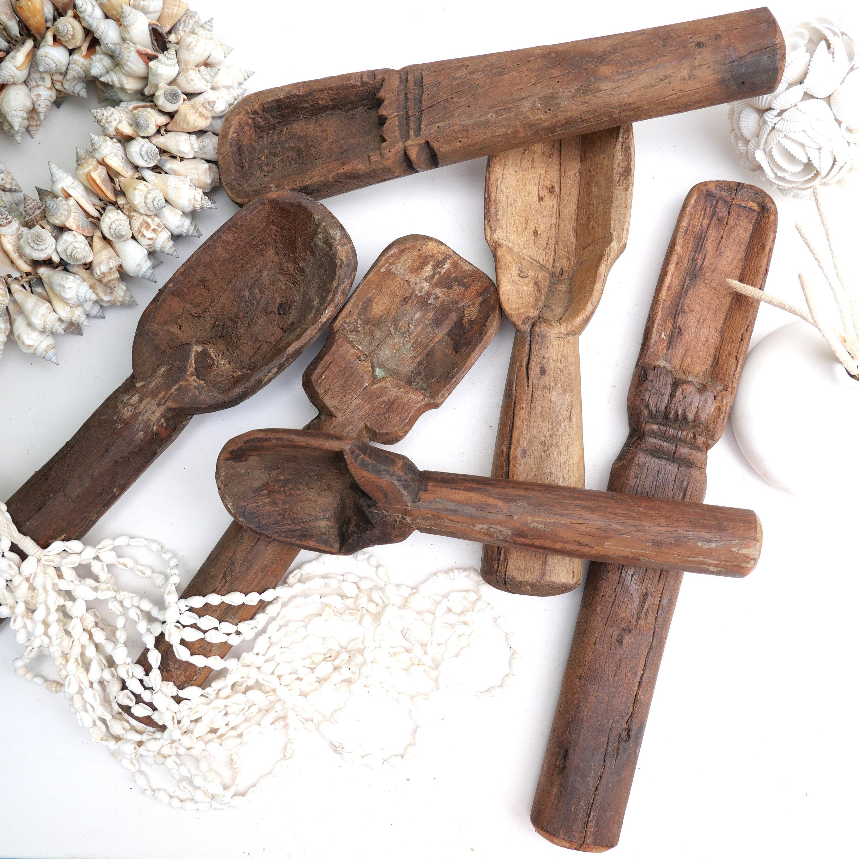 Old rustic wooden rice spoon, handcarved, kitchen tool, bowlfiller, vintage, India, boho, gift
