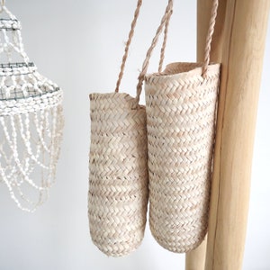 Seagrass baskets with cord, cupboard or wall hanger, storage, dried flowers, boho, gift, tube