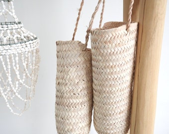 Seagrass baskets with cord, cupboard or wall hanger, storage, dried flowers, boho, gift, tube